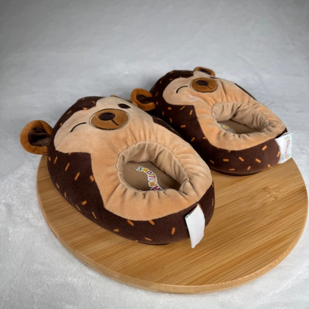 Squishmallows‎ Brown Hedgehog Plush Slippers Kids 2-3 Cozy Cute Character